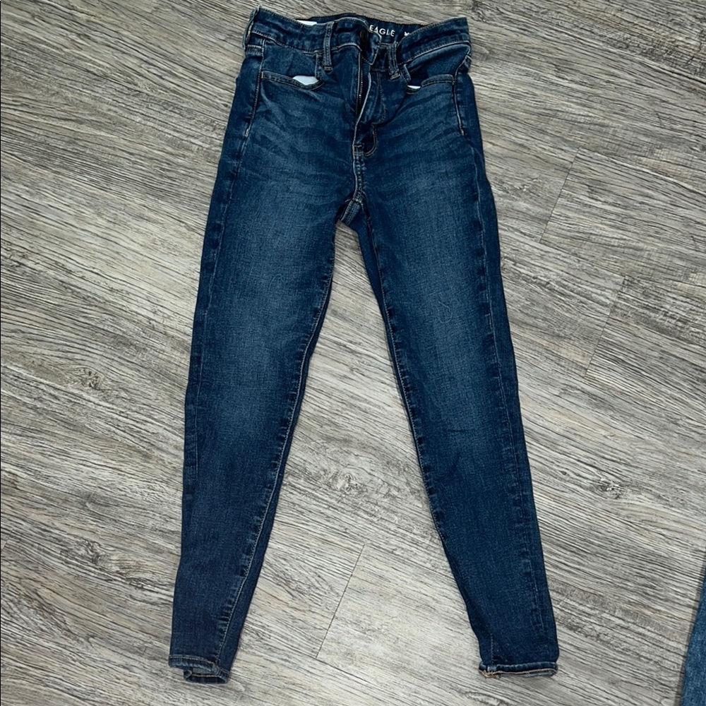 American Eagle Blue Skinny Jeans High-Rise Stretch
